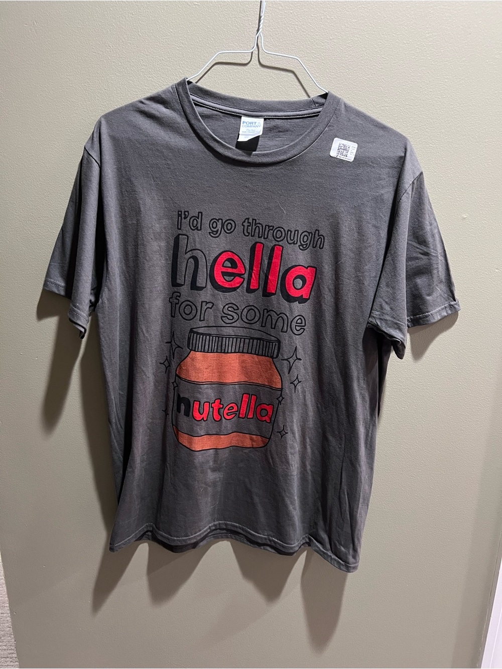 Graphic Nutella Men’s Tee - Gray with Red Accent